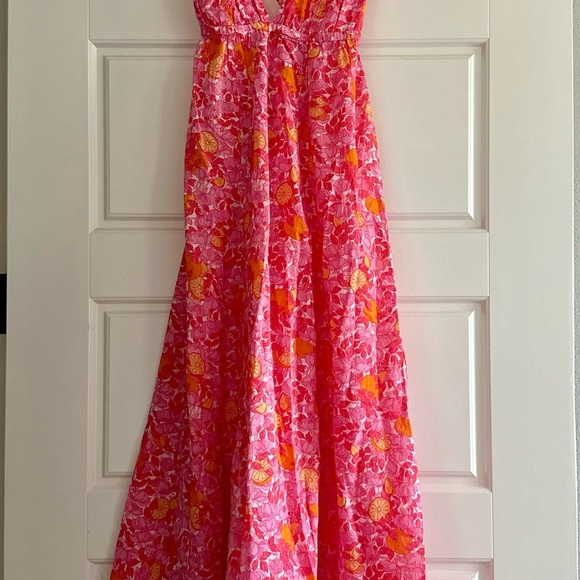 NWT- J.Crew plunge - neck beach dress in pink limone print, size SMALL - Picture 4 of 6